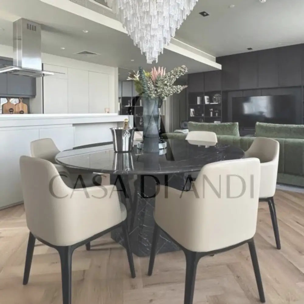 Black Marquina Marble Dining Table Dubai