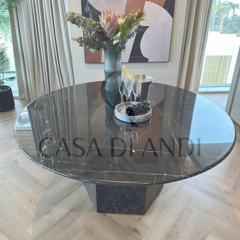 Black Marquina Marble Dining Table Dubai