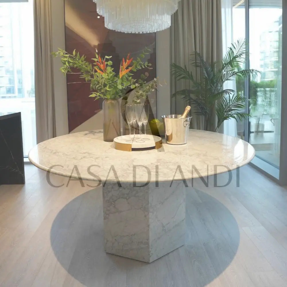 White Carrara marble dining table Epico