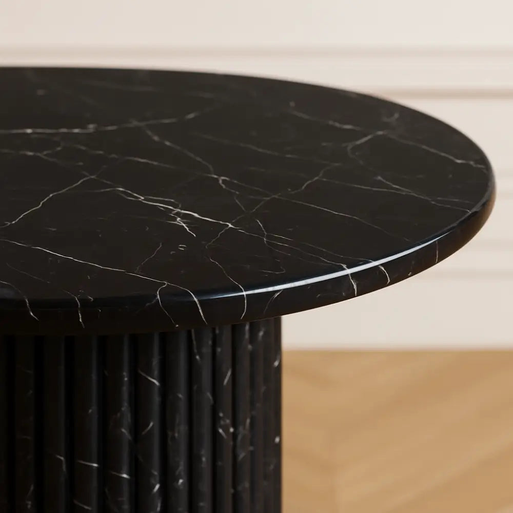 Black marble oval dining table with dual base – Casa Di Andi Dubai