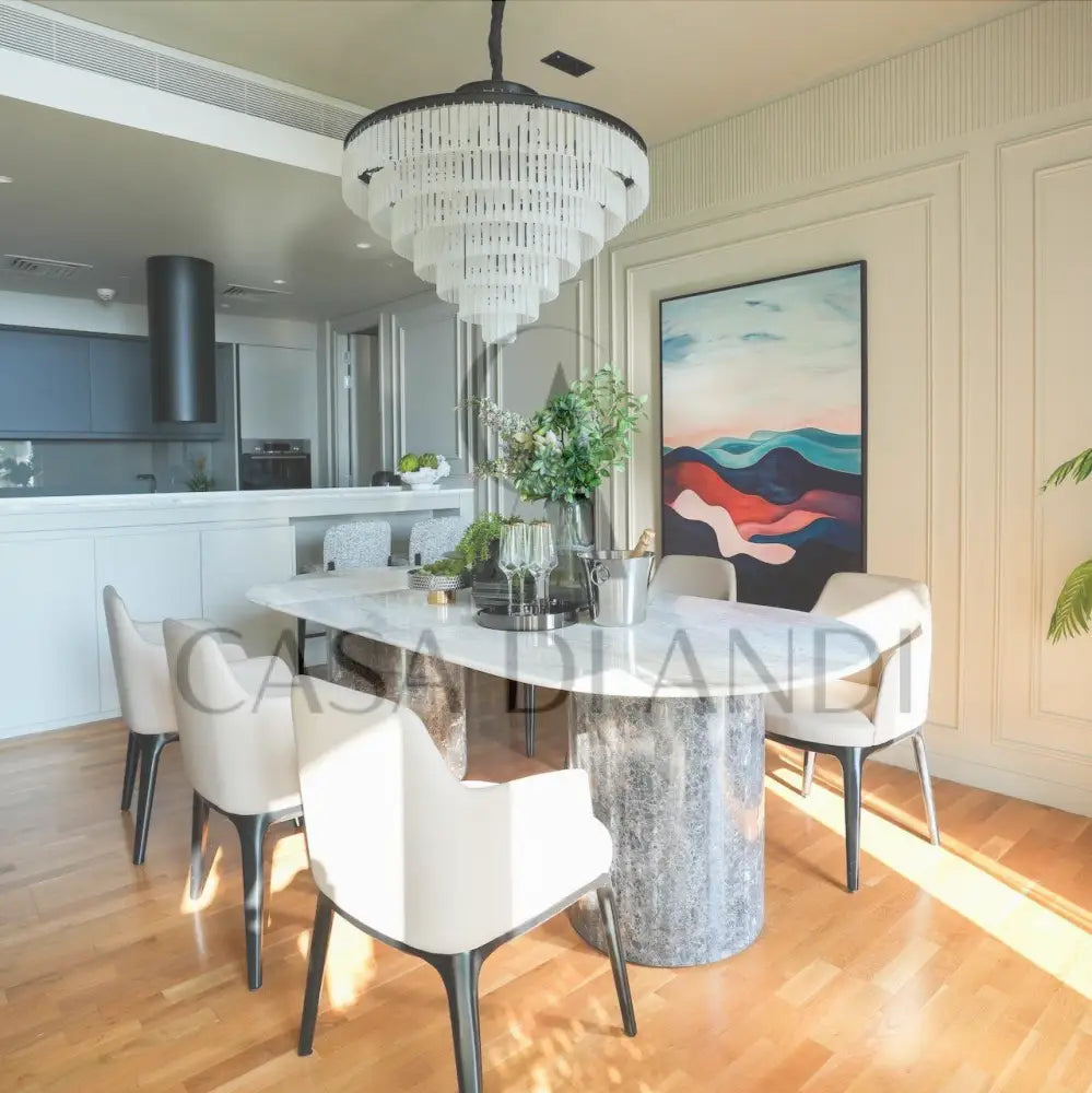 Two Tone Oval Marble Dining Table Dubai