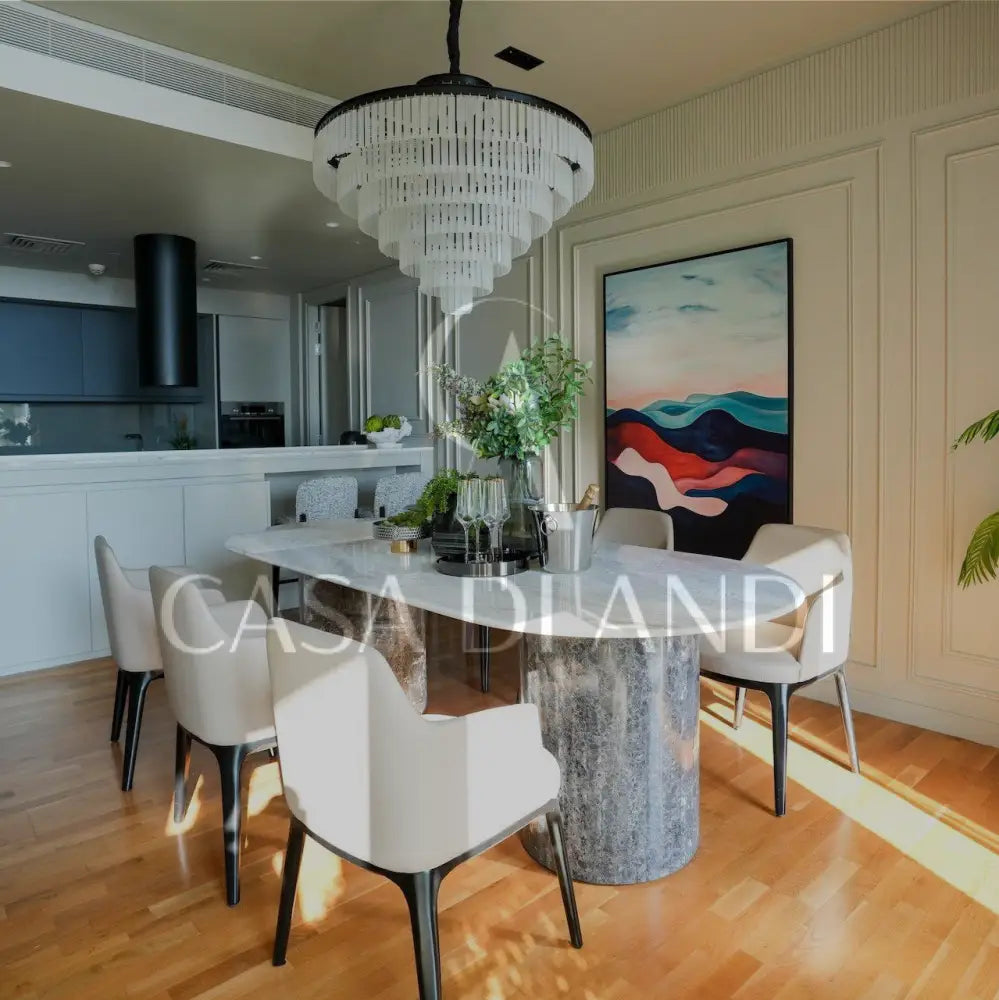 Two Tone Oval Marble Dining Table Dubai