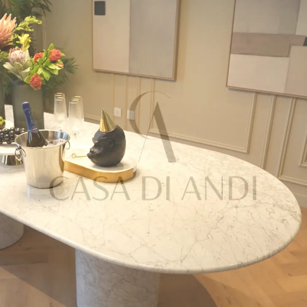White Carrara Marble Dining Table Dubai