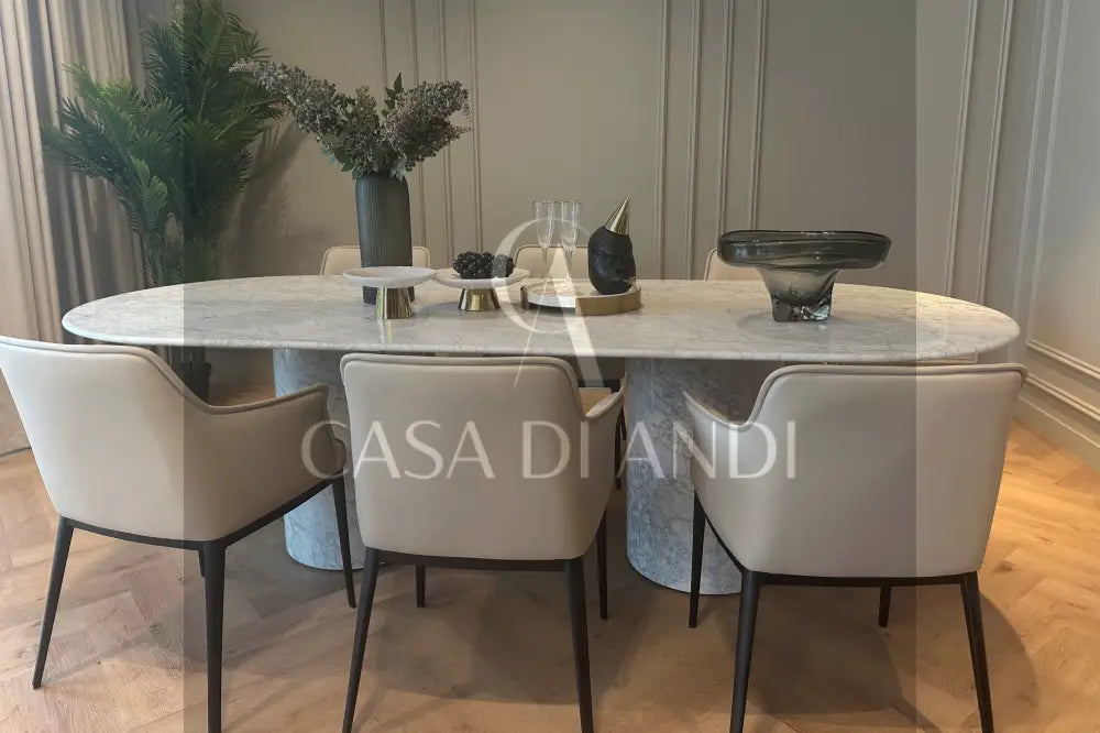 White Carrara Marble Dining Table Dubai