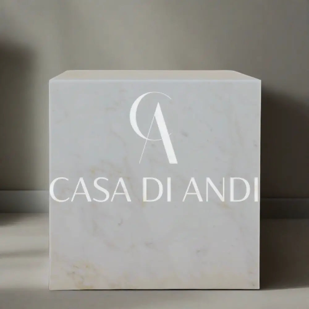 QUADRO ITALIAN CARRARA WHITE MARBLE SIDE TABLE - CASA DI ANDI