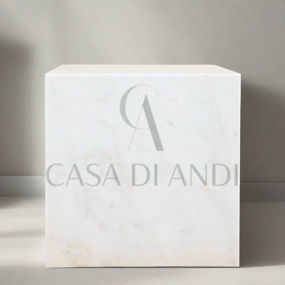 QUADRO ITALIAN CARRARA WHITE MARBLE SIDE TABLE - CASA DI ANDI
