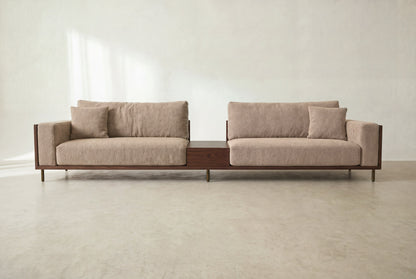 Cornice wood frame sofa, front view