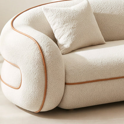 Close-up of the contrast piping along the Anello backrest