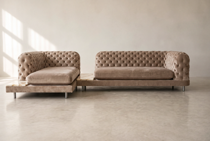 Palazzo Chesterfield sofa and chaise, front view