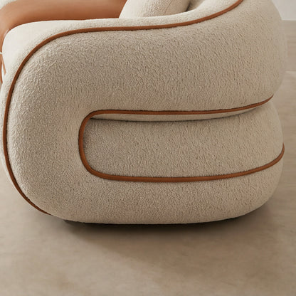 Close-up of the looped arm on the Anello sofa