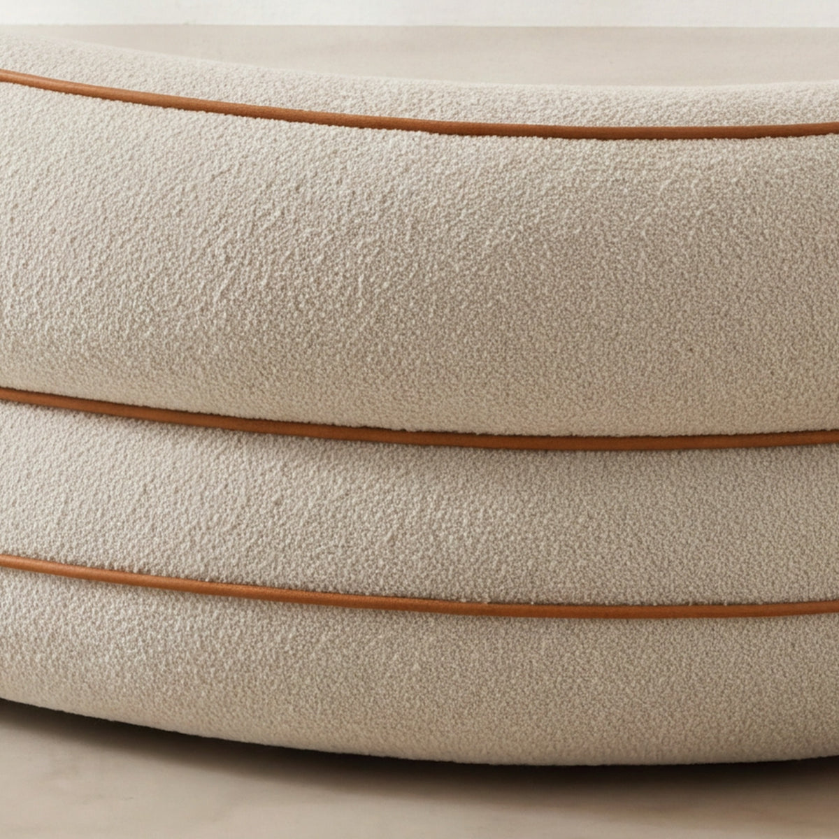 Close-up of the rounded back on the Anello sofa 