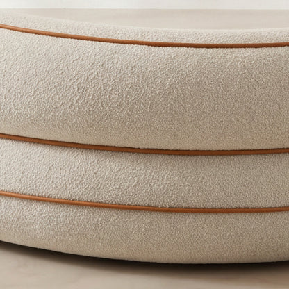 Close-up of the rounded back on the Anello sofa 