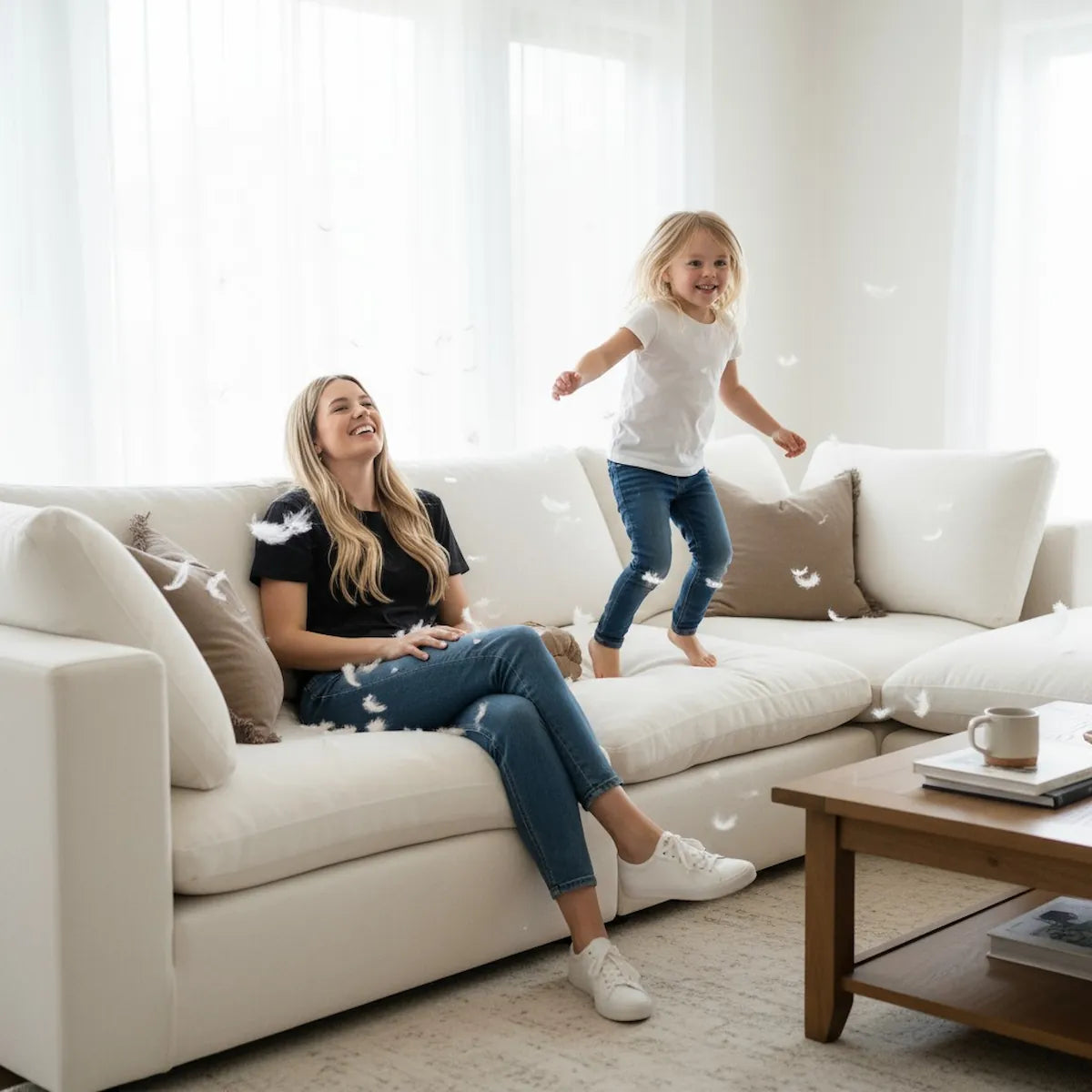 Off-White Feather-Filled Right Chaise Sofa – Cloud Nine | Casa Di Andi Dubai