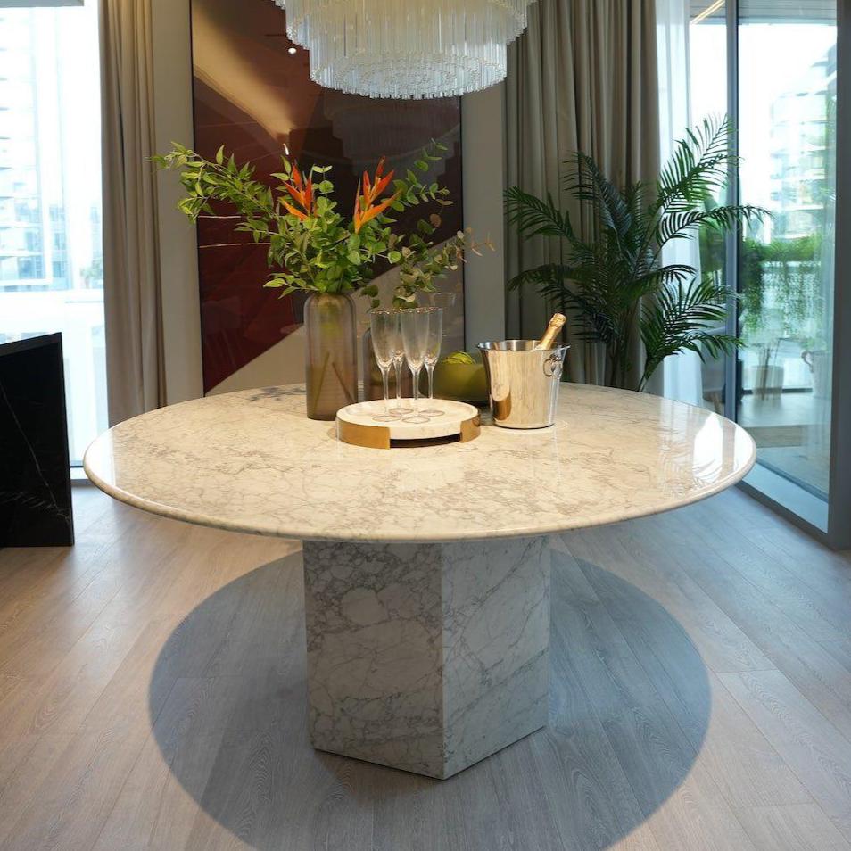 EPICO WHITE ITALIAN CARRARA MARBLE DINING TABLE