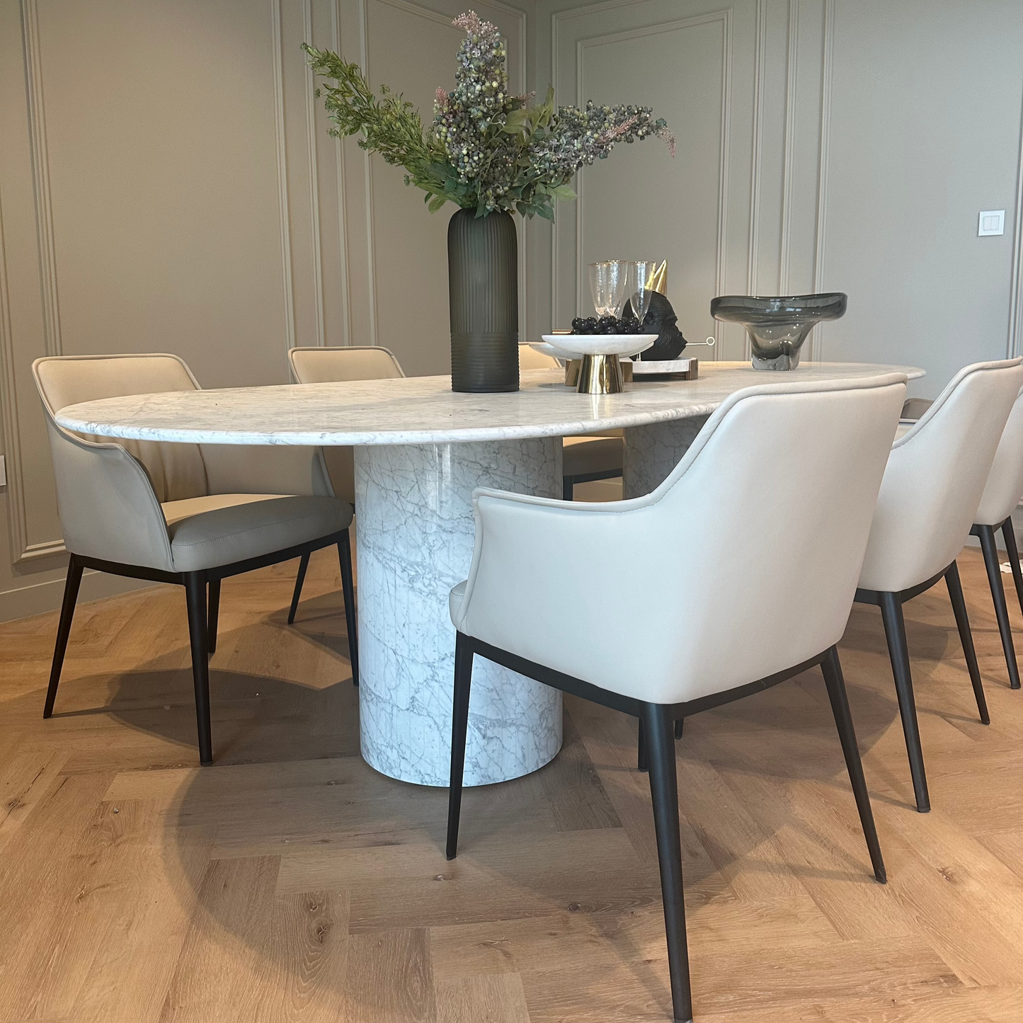 IMPERO WHITE ITALIAN CARRARA MARBLE DINING TABLE