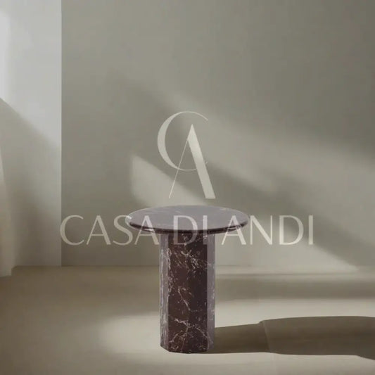 EPICO ROSSO LEVANTO MARBLE SIDE TABLE DISTANT VIEW - CASA DI ANDI