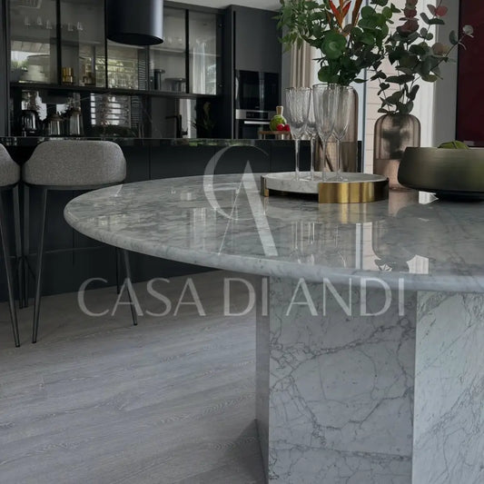 White Carrara marble dining table Epico