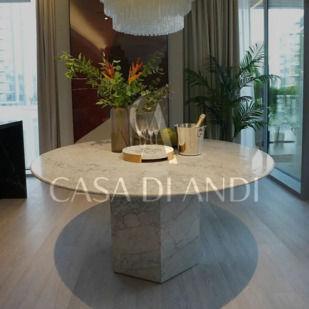 White Carrara marble dining table Epico
