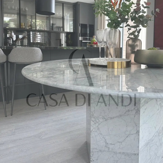 White Carrara marble dining table Epico