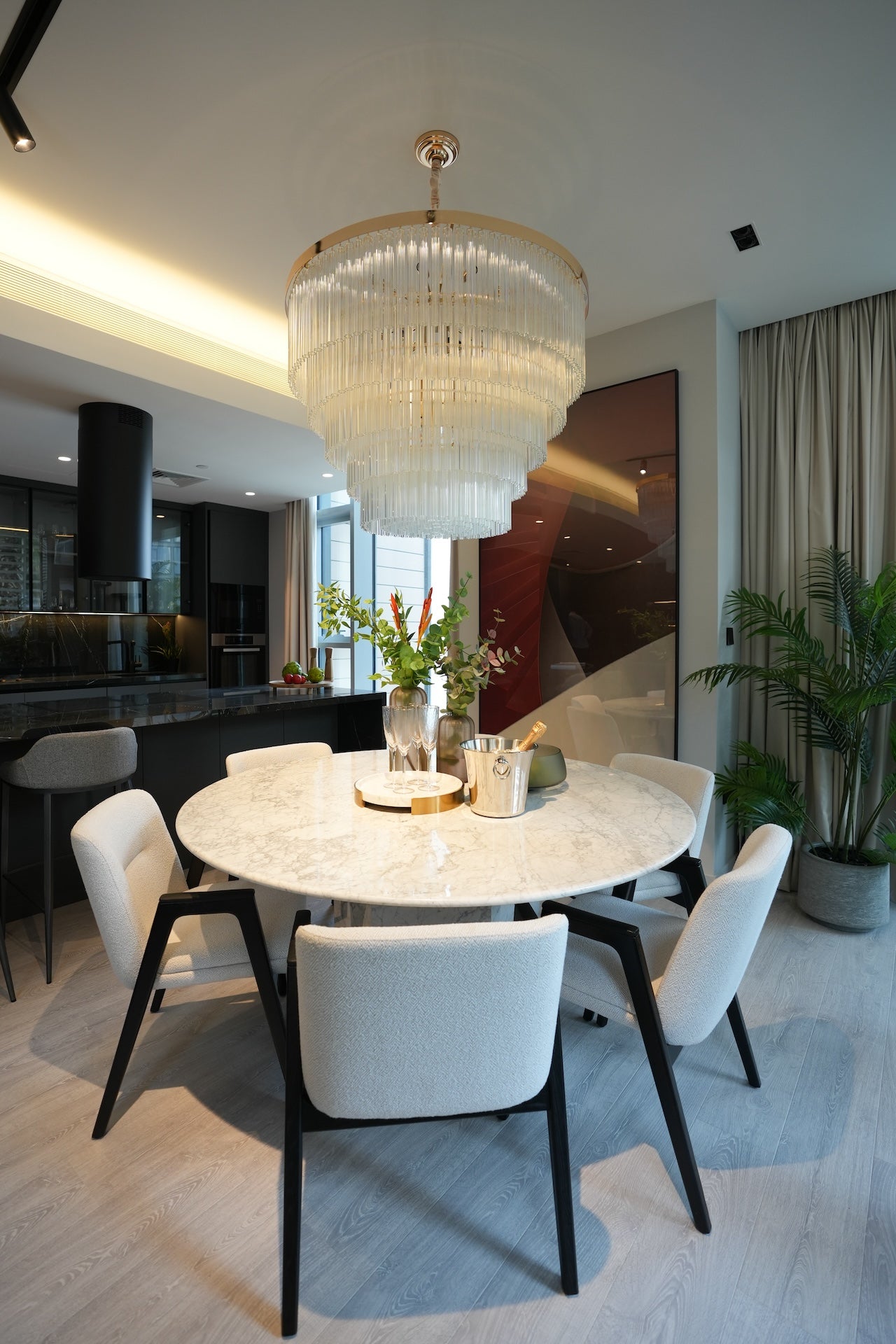 White Carara Hand Made Marble Round Dining Table Casa Di Andi Dubai