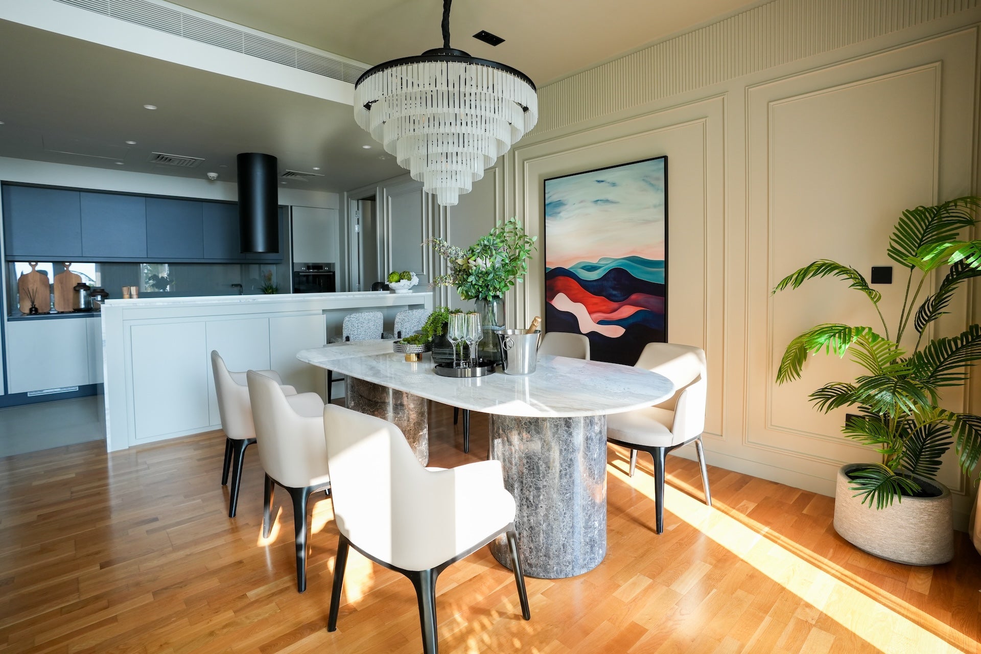 Casa Di Andi furniture shop Dubai – luxury marble dining table with custom chairs, part of ourTimeless Catalogue