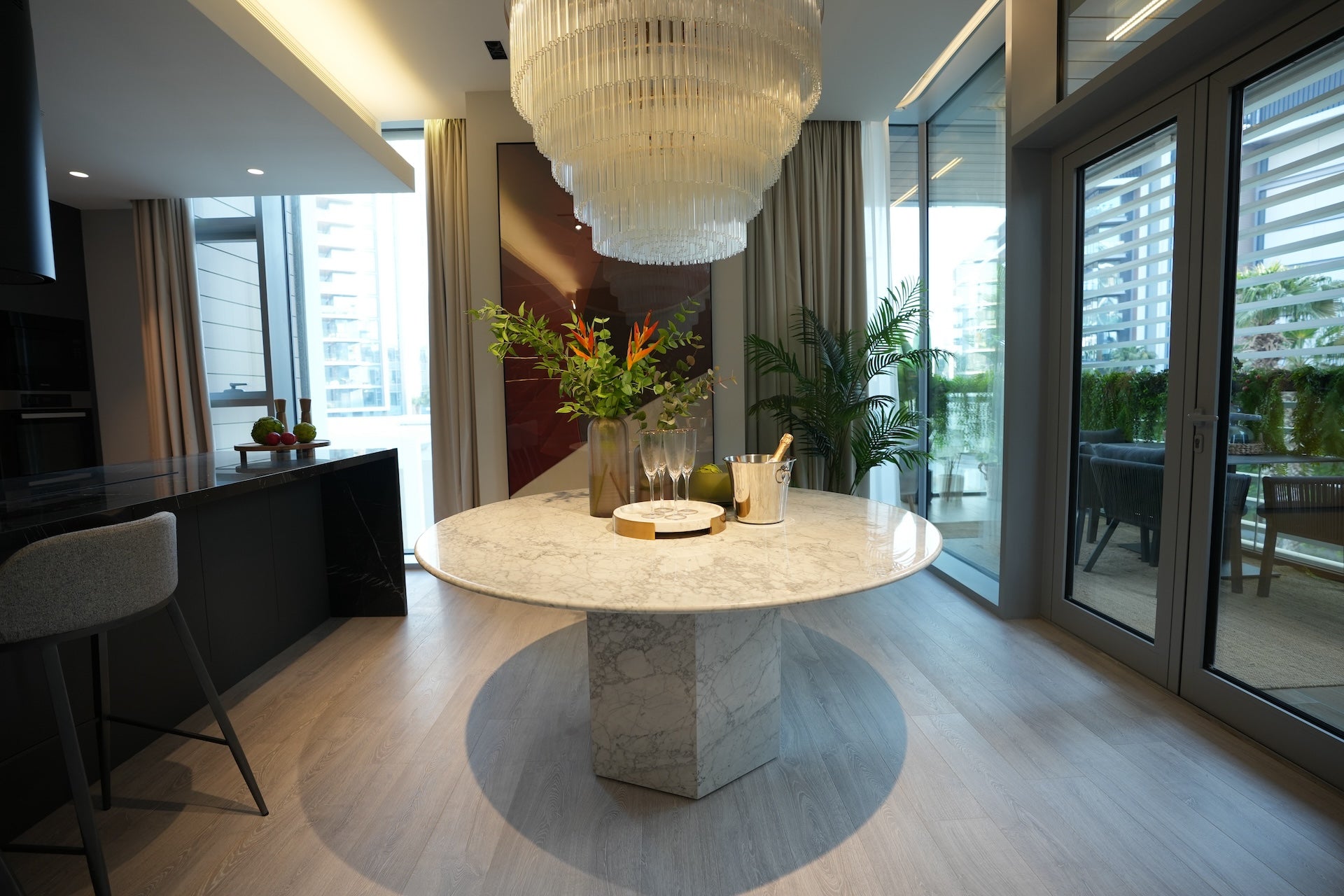 White Carara Round Marble Table, Custom Furniture Casa Di Andi Dubai