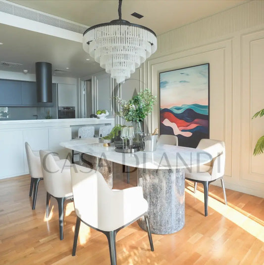 Two Tone Oval Marble Dining Table Dubai