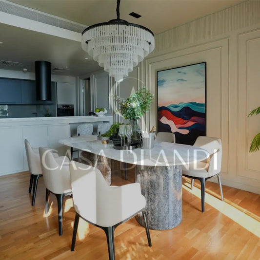Two Tone Oval Marble Dining Table Dubai