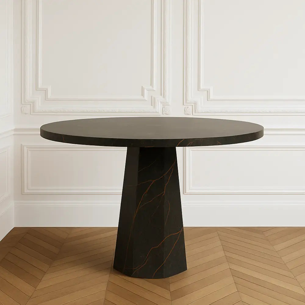 Lucia round dining table in Saint Laurent marble by Casa Di Andi Dubai