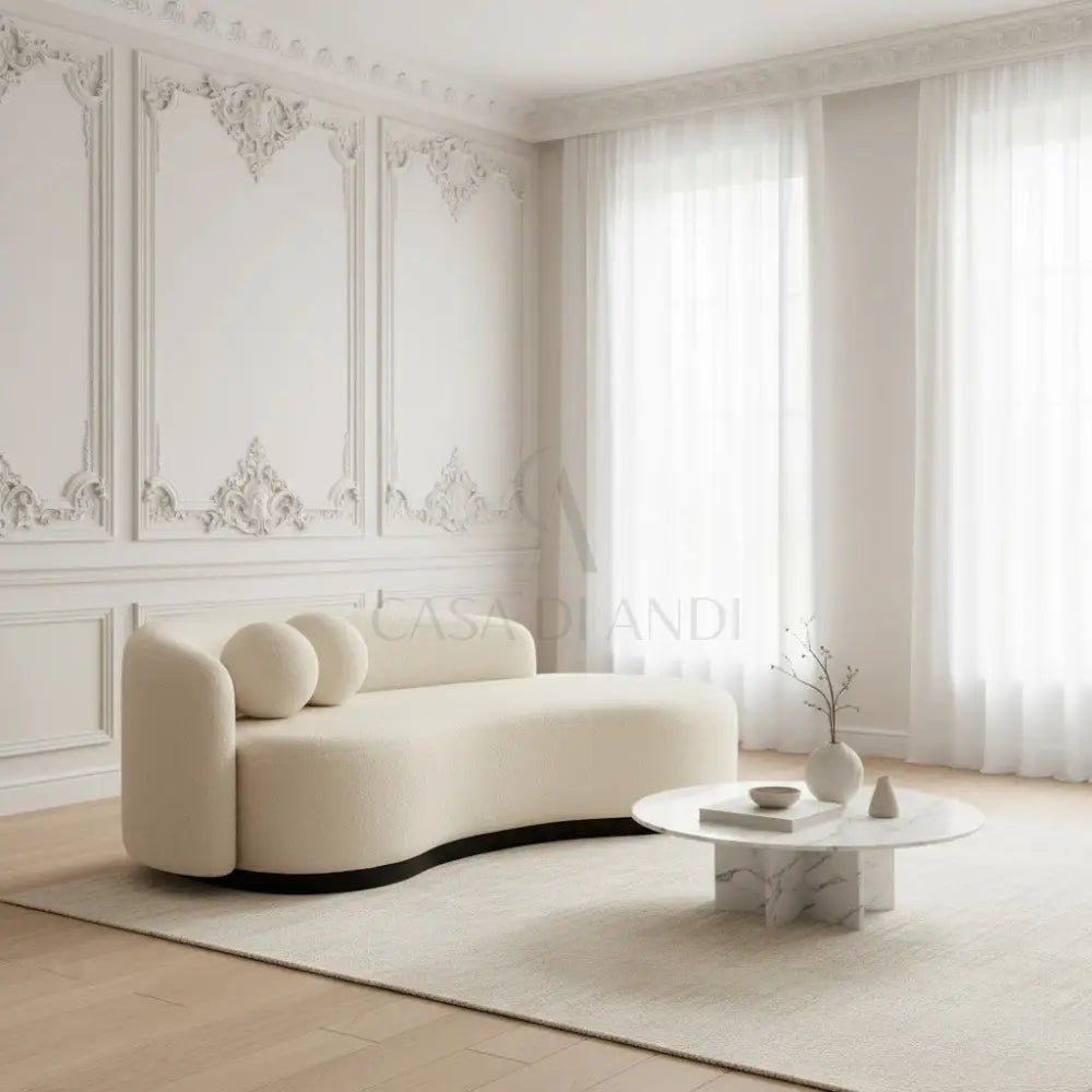 Cream Bouclé 3-Seater Sofa – Luna (Left Arm) | Casa Di Andi Dubai