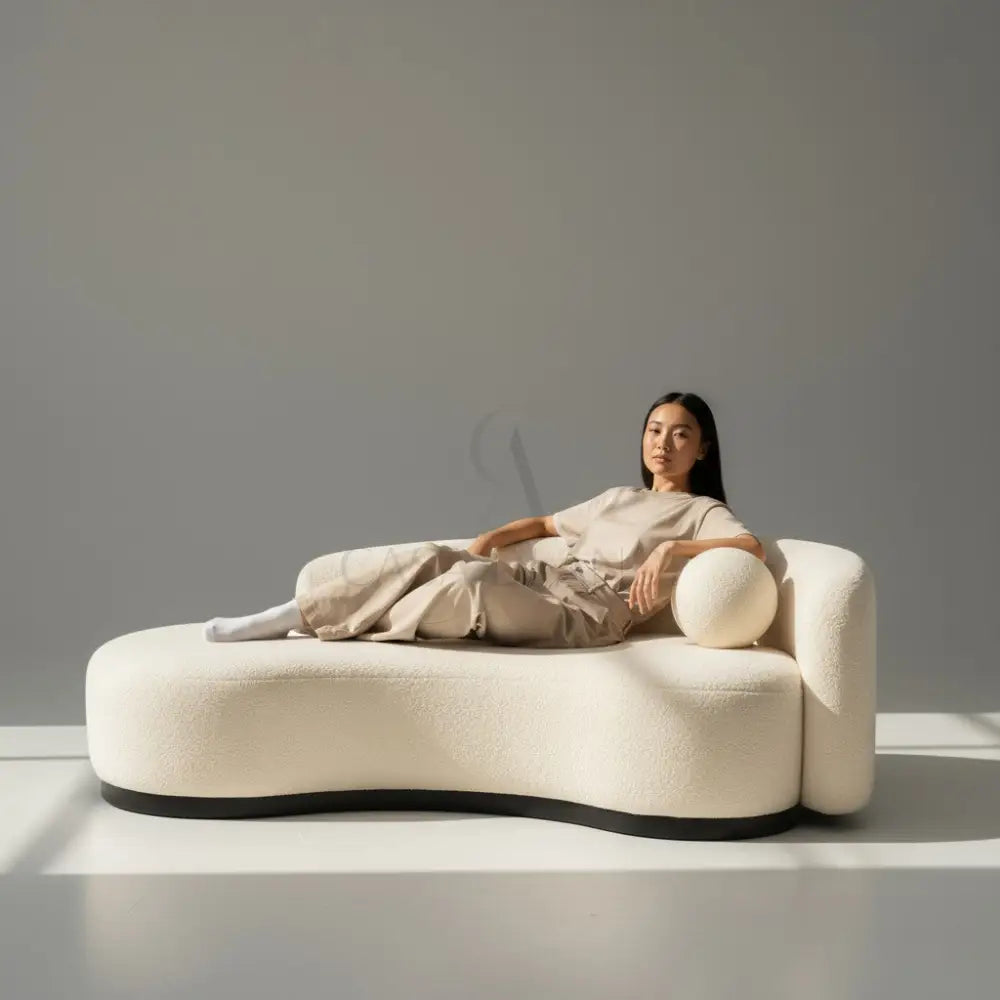 Cream Bouclé 3-Seater Sofa – Luna (Right Arm) | Casa Di Andi Dubai