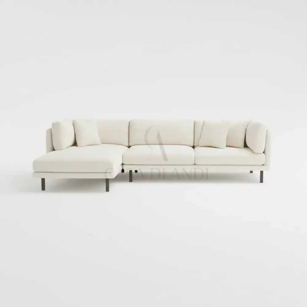 Modern L-shaped sectional sofa in ivory fabric by Casa Di Andi Essentials Dubai