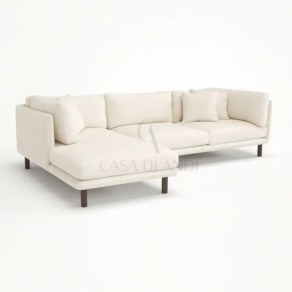 MODERN L-SHAPED 3-SEATER SECTIONAL SOFA IN IVORY FABRIC | CASA DI ANDI ESSENTIALS DUBAI Sofa