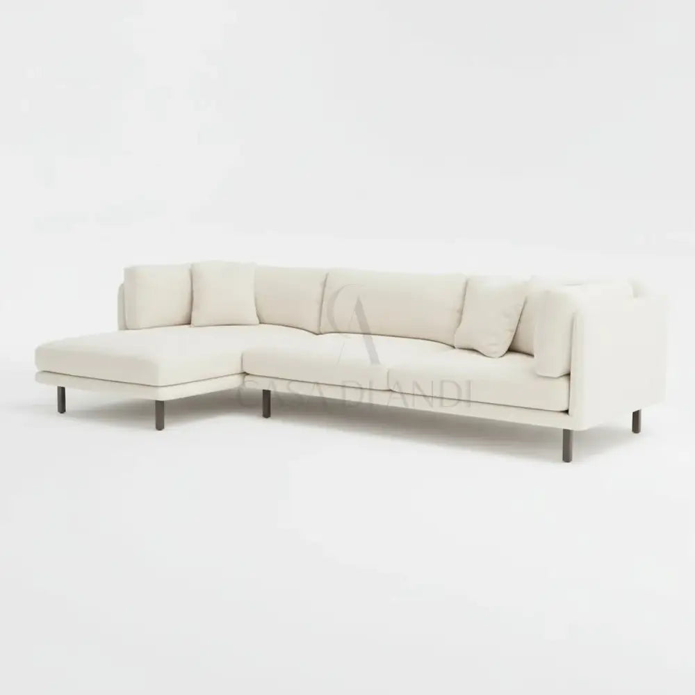 Modern L-shaped sectional sofa in ivory fabric by Casa Di Andi Essentials Dubai