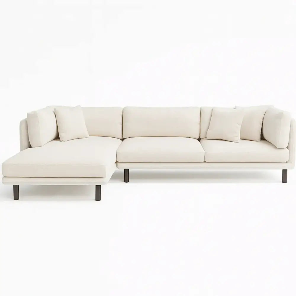 MODERN L-SHAPED 3-SEATER SECTIONAL SOFA IN IVORY FABRIC | CASA DI ANDI ESSENTIALS DUBAI Sofa