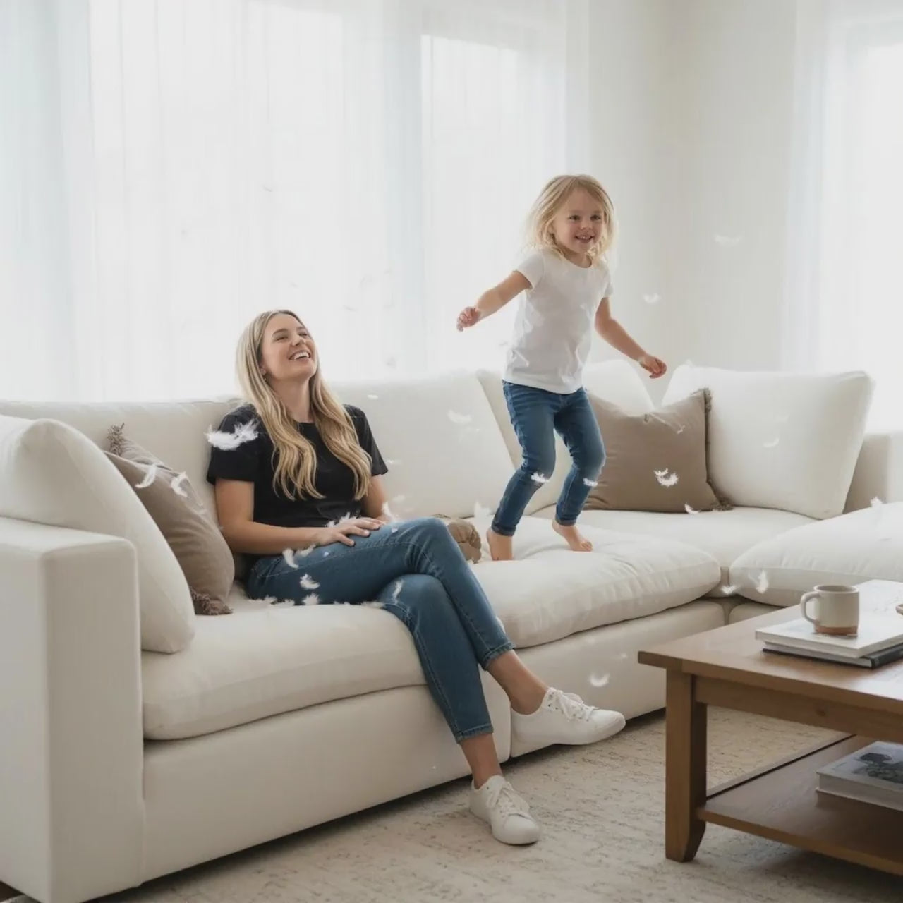 Off-White Feather-Filled Right Chaise Sofa – Cloud Nine | Casa Di Andi Dubai