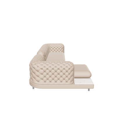 Palazzo Chesterfield Sofa & Chaise with Marble Side Tables