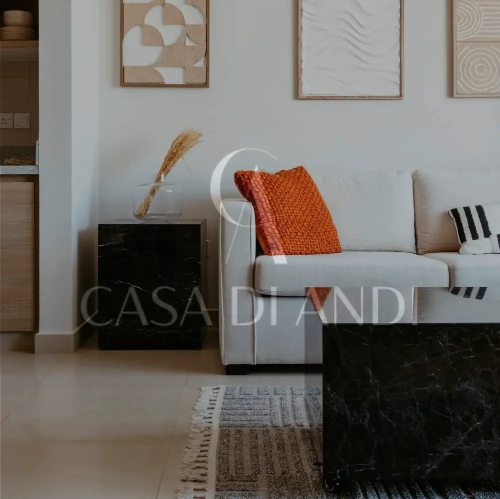 QUADRO BLACK MARQUINA MARBLE SIDE TABLE