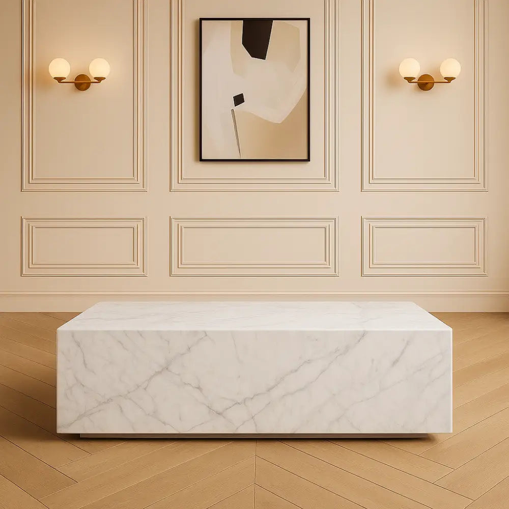 QUADRO CARRARA WHITE MARBLE COFFEE TABLE