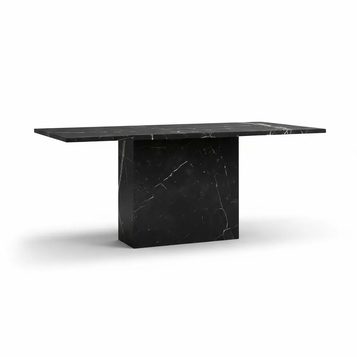 Black marble dining table on a white background Casa Di Andi Dubai