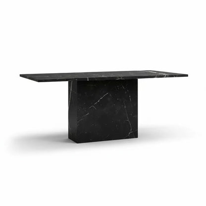 Black marble dining table on a white background Casa Di Andi Dubai