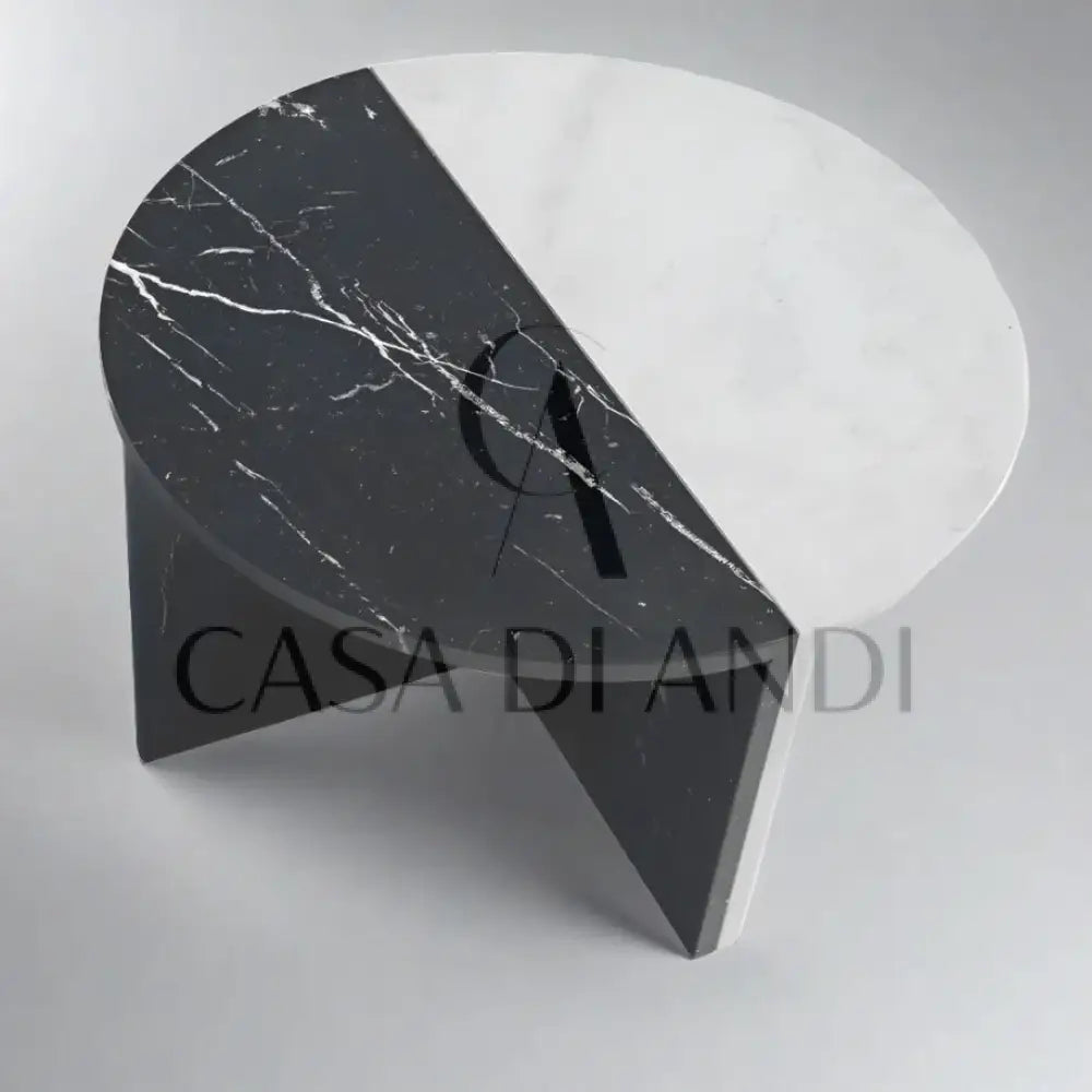 SEMILUNA BLACK AND WHITE MARBLE COFFEE TABLE - CASA DI ANDI