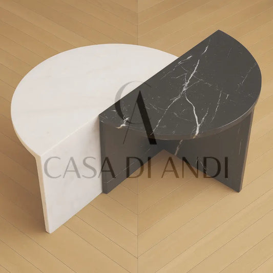 SEMILUNA BLACK AND WHITE MARBLE COFFEE TABLE