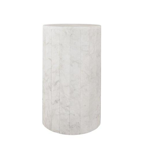 SET OF 2 WHITE MARBLE ROUND SIDE TABLES - CASA DI ANDI