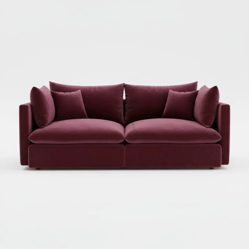 Vera 3-Seater Sofa in burgundy velvet fabric by Casa Di Andi Dubai